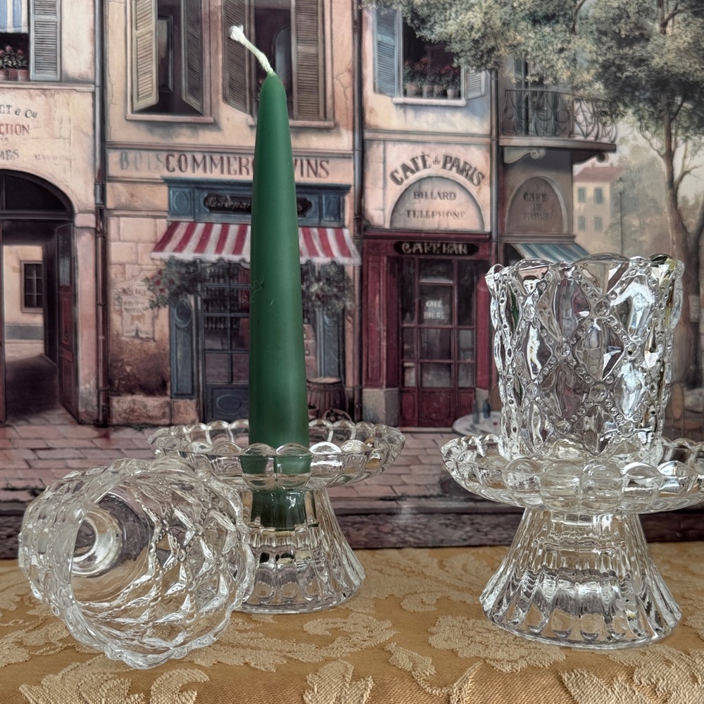 PartyLite P9246 Quilted Crystal Pair Pedestal Candle Holders - Picture 6 of 12
